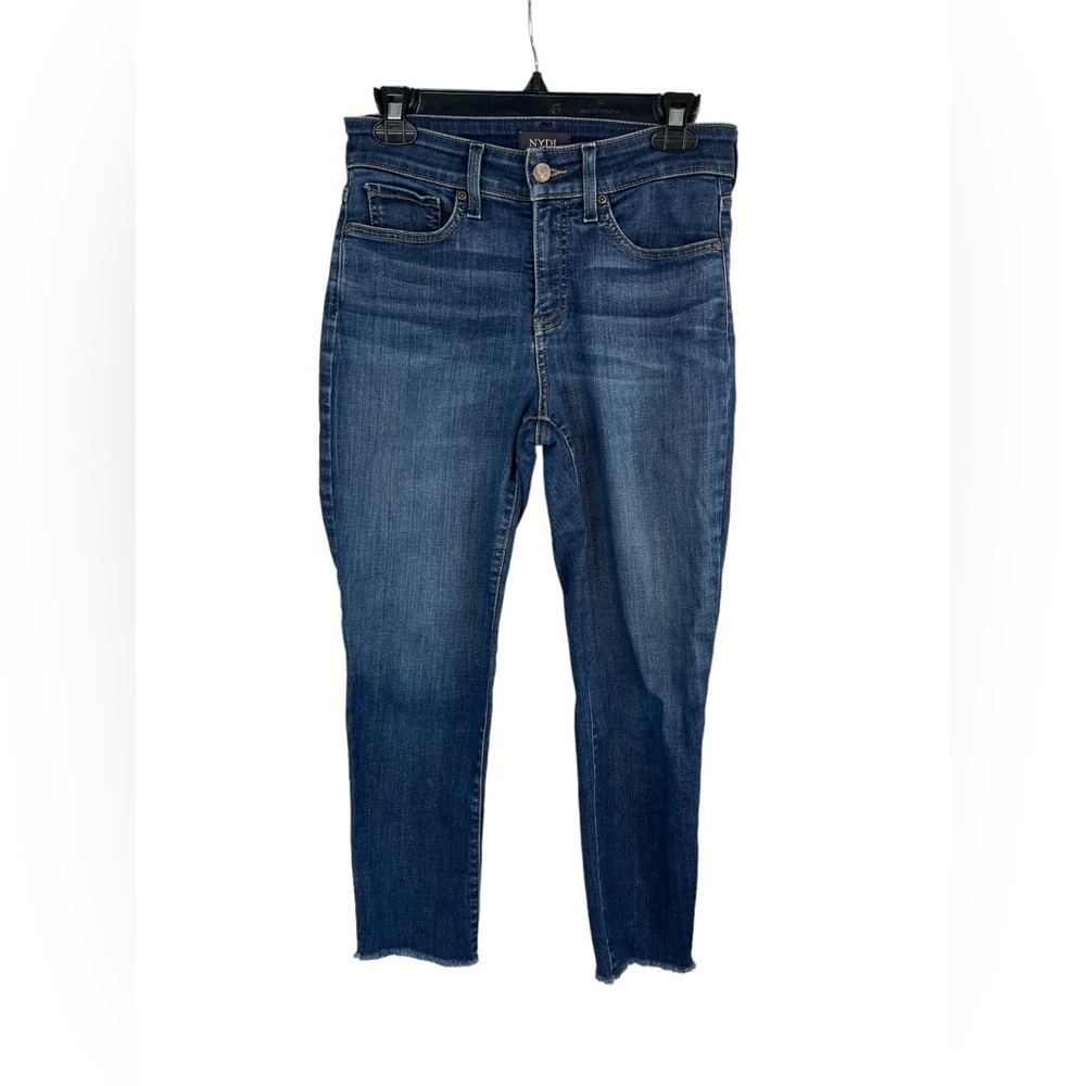 NYDJ Jenna straight ankle jeans raw hem size 4 petite